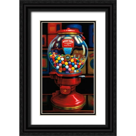 Colletta, TR 15x24 Black Ornate Wood Framed with Double Matting Museum Art Print Titled - Gumball Machine IV