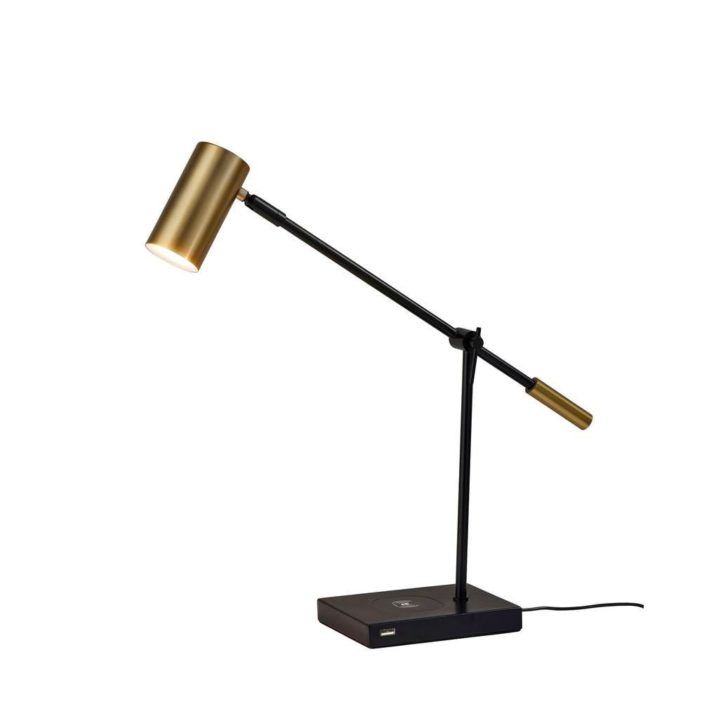 Adesso Collette Adjustable Black Desk Lamp with Qi Wireless Charging