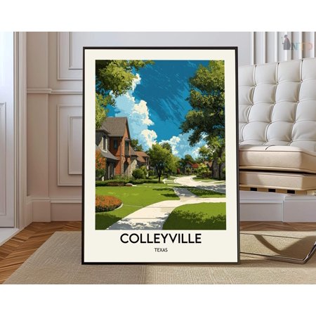 Colleyville Texas Poster, Dallas Fort Worth Suburban Decor