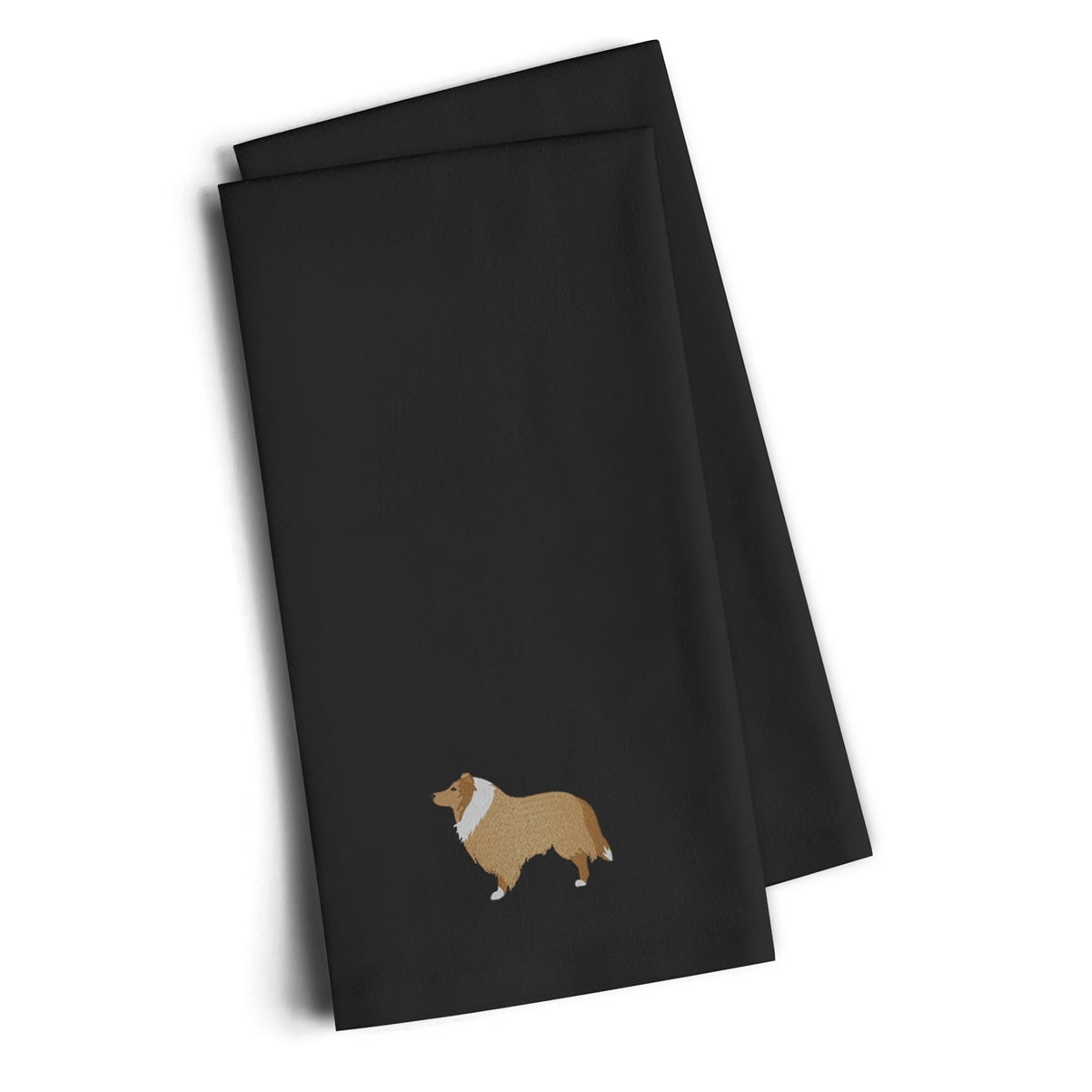Collie Black Embroidered Towel Set of 2