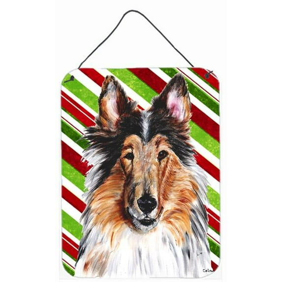 Collie Candy Cane Christmas Aluminium Metal Wall Or Door Hanging Prints