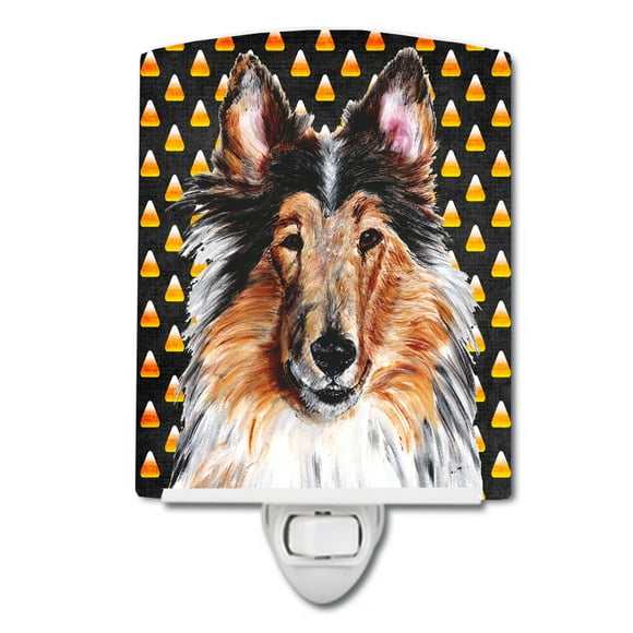 Collie Candy Corn Halloween Ceramic Night Light