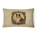 thumbnail image 1 of Collie Christmas Flowers Throw Pillow 12 in x 16 in, 1 of 4