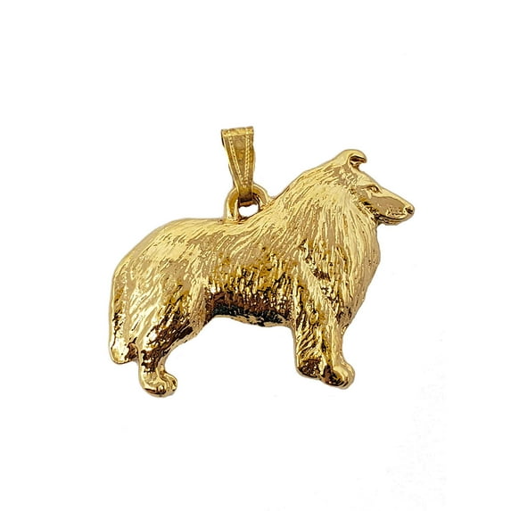 Collie Dog 24k Gold Plated Pewter Pendant