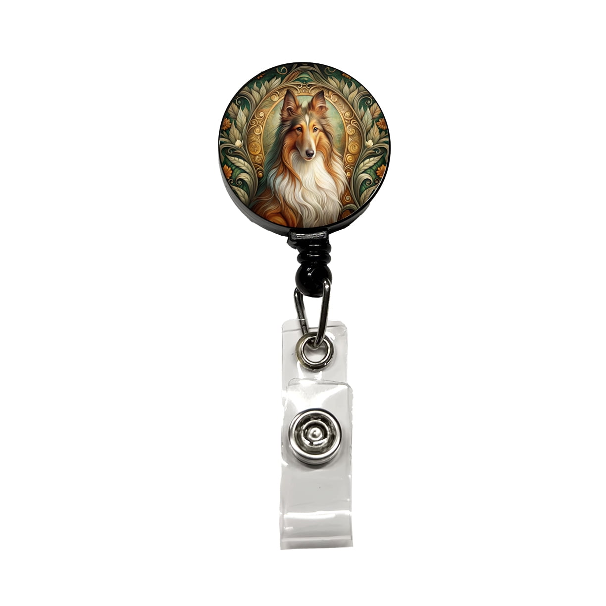 Collie Dog Art Nouveau Retractable Reel ID Badge Key Card Name Tag ...