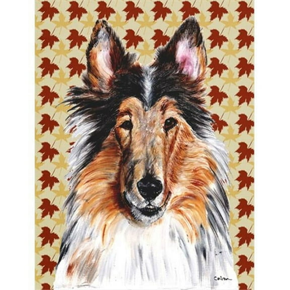 Collie Fall Leaves Flag Garden Size