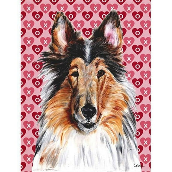 Collie Hearts and Love Flag Garden Size