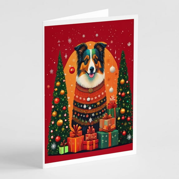 Collie Holiday Christmas Greeting Cards Pack of 8 7 in x 5 in