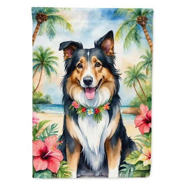 Collie Luau Garden Flag 11.25 in x 15.5 in