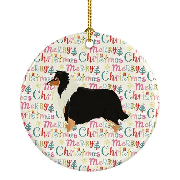 Collie Merry Christmas Ceramic Ornament 2.8 in x 2.8 in
