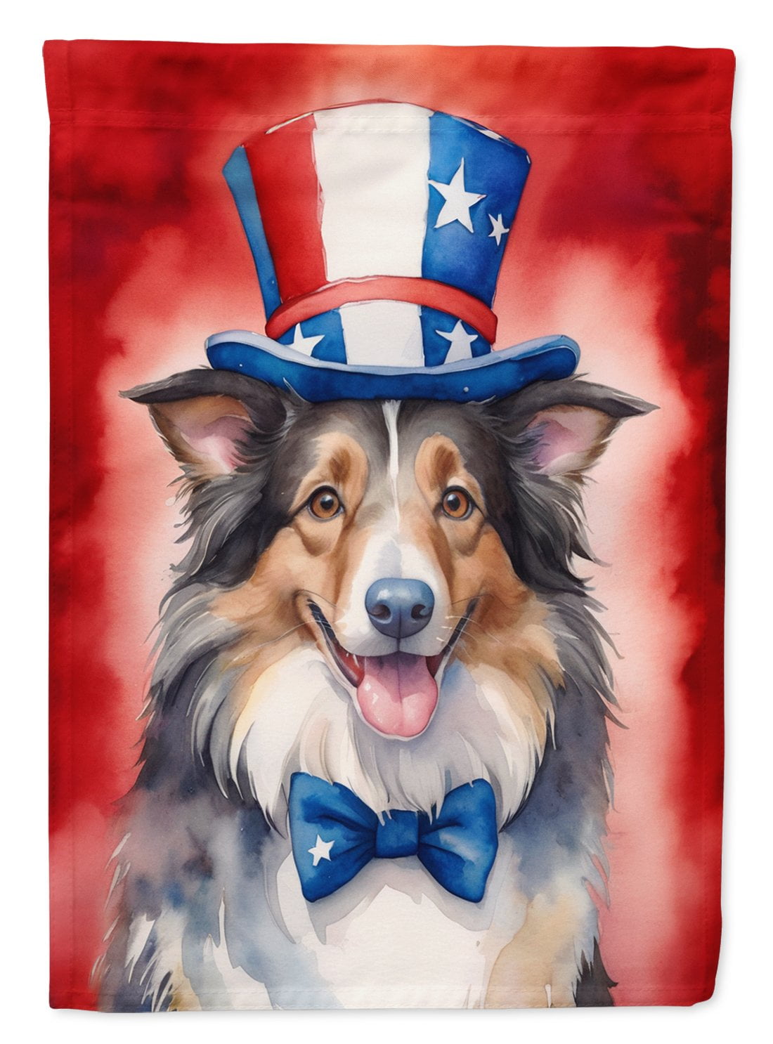Collie Patriotic American House Flag 28 in x 40 in
