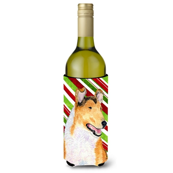 Collie Smooth Candy Cane Holiday Christmas Wine Bottle Hugger