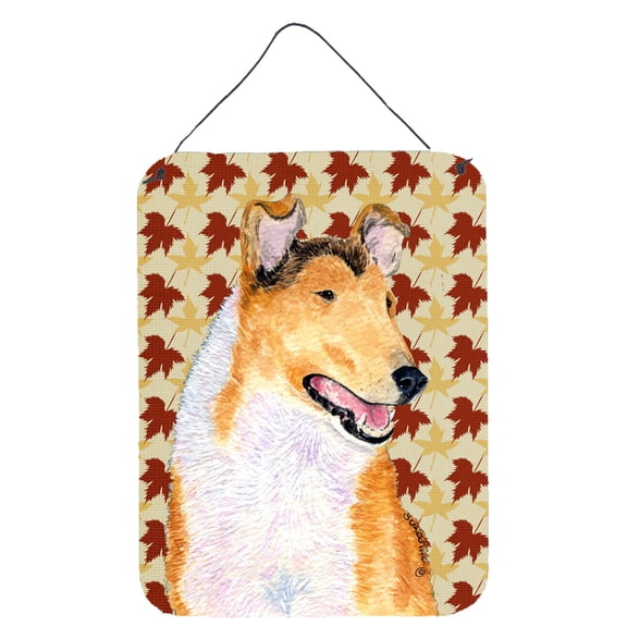 Collie Smooth Fall Leaves Portrait Wall or Door Hanging Prints