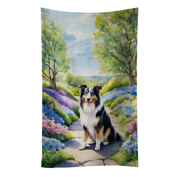 Collie Spring Path Kitchen Towel