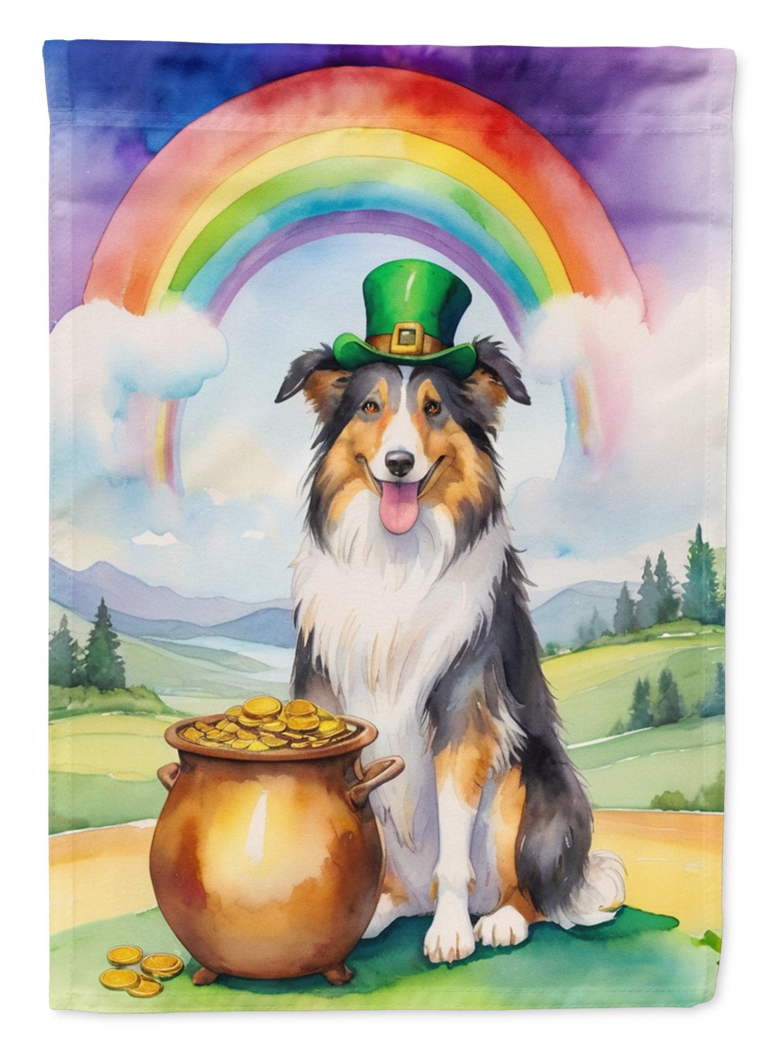 Collie St Patrick's Day House Flag 28 in x 40 in