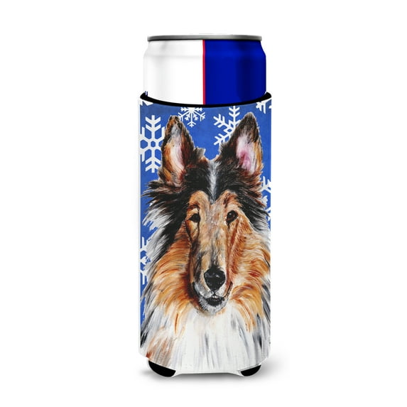 Collie Winter Snowflakes Ultra Hugger for slim cans