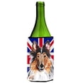thumbnail image 1 of Collie With English Union Jack British Flag Wine bottle sleeve Hugger - 24 Oz., 1 of 1