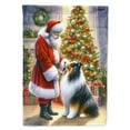 thumbnail image 1 of Collie and Santa Claus House Flag 28 in x 40 in, 1 of 7