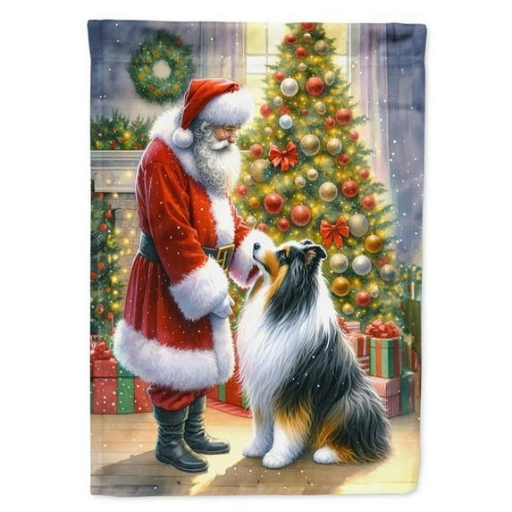 Collie and Santa Claus House Flag 28 in x 40 in