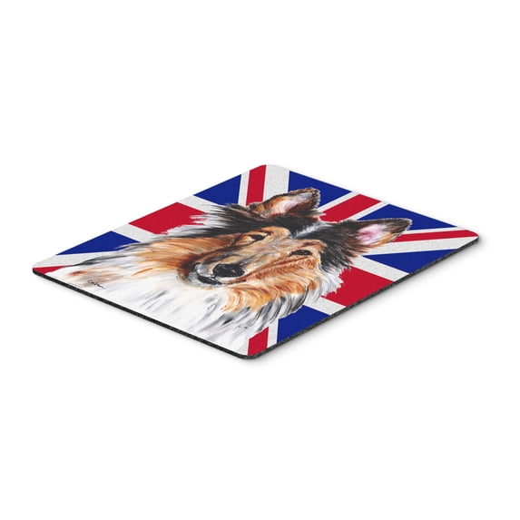 "Collie with English Union Jack British Flag Mouse Pad Hot Pad or Trivet"