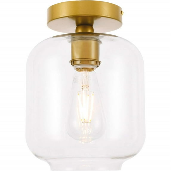 Collier 1 light Brass and Clear glass Flush mount
