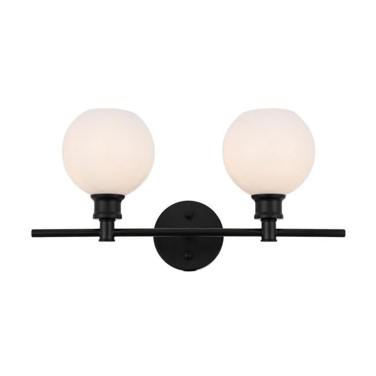 Collier Dimmable 2-Light Black Wall Sconce with Frosted White Glass