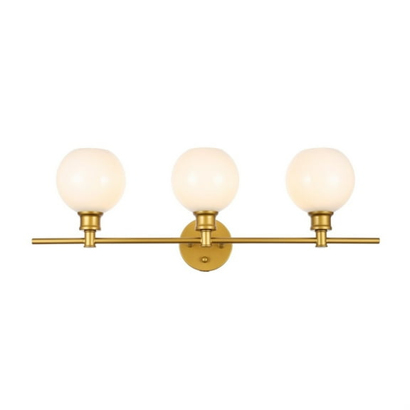 Collier 3 light Brass and Frosted white glass Wall sconce