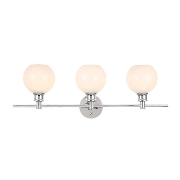 Collier 3 light Chrome and Frosted white glass Wall sconce