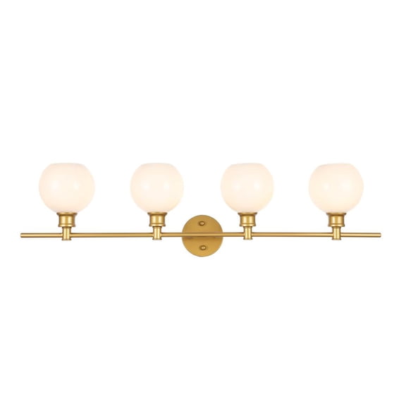 Collier 4 light Brass and Frosted white glass Wall sconce