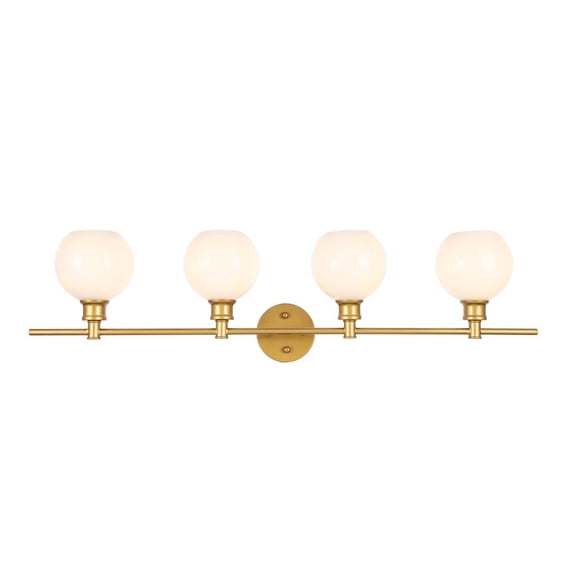 Collier 4 light Brass and Frosted white glass Wall sconce