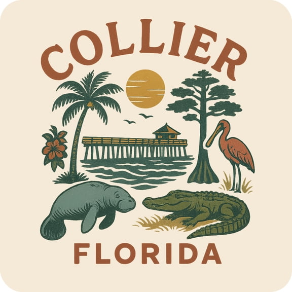 Collier Florida Keepsakes Souvenir Vinyl Sticker – Destination Travel Keepsake Collectible (6-Inches Wide)