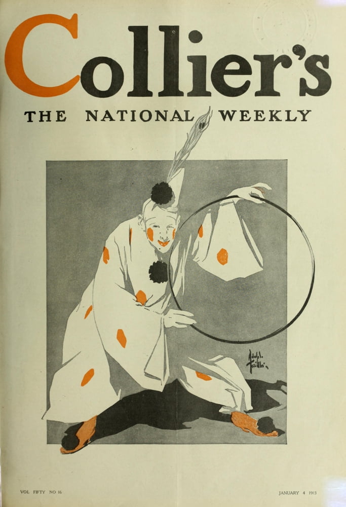 Colliers 1913 Clown cover Canvas Art - Adolph Treidler (24 x 36)