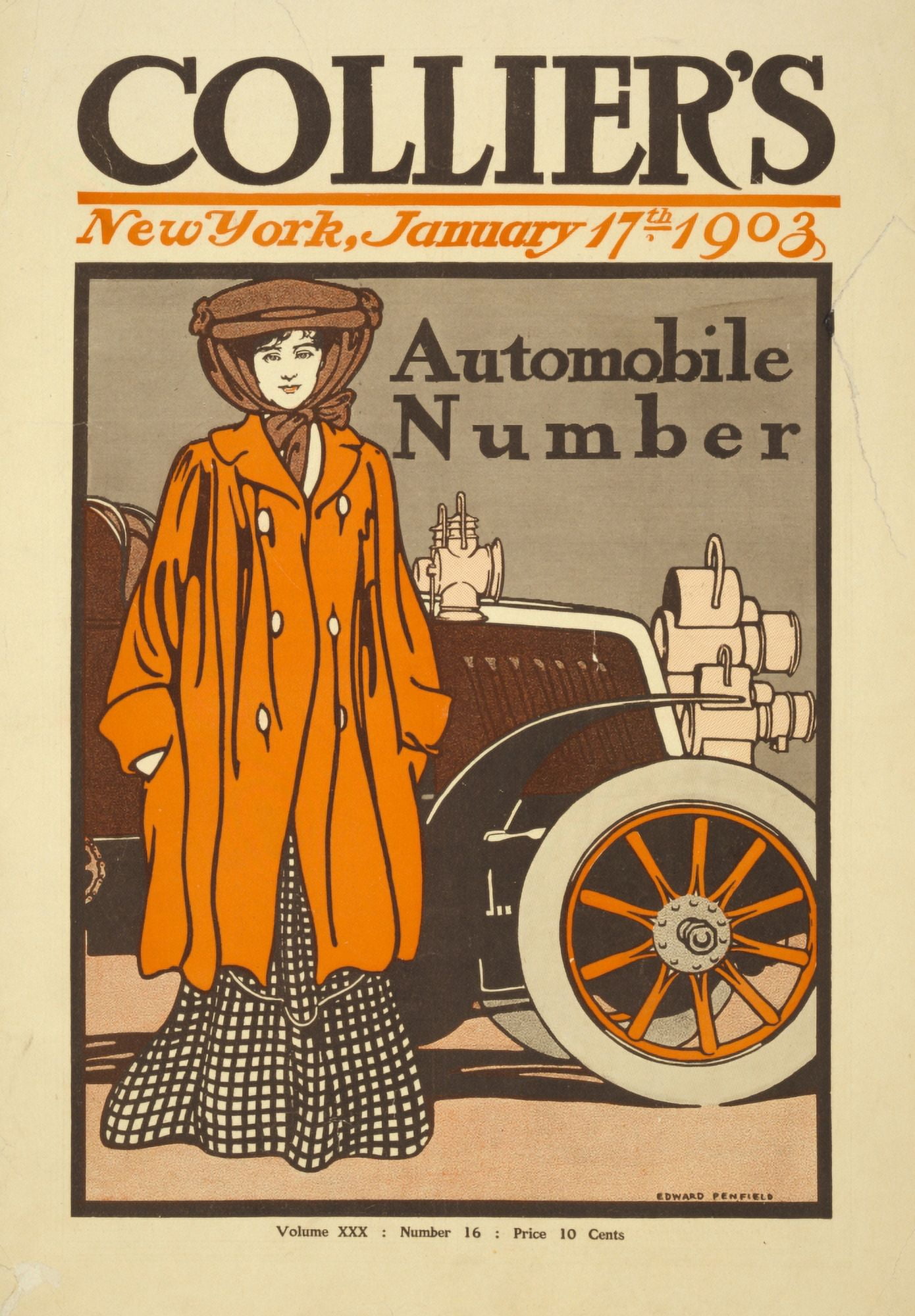 Colliers Automobile Number 1903 Canvas Art - Edward Penfield (18 x 24)