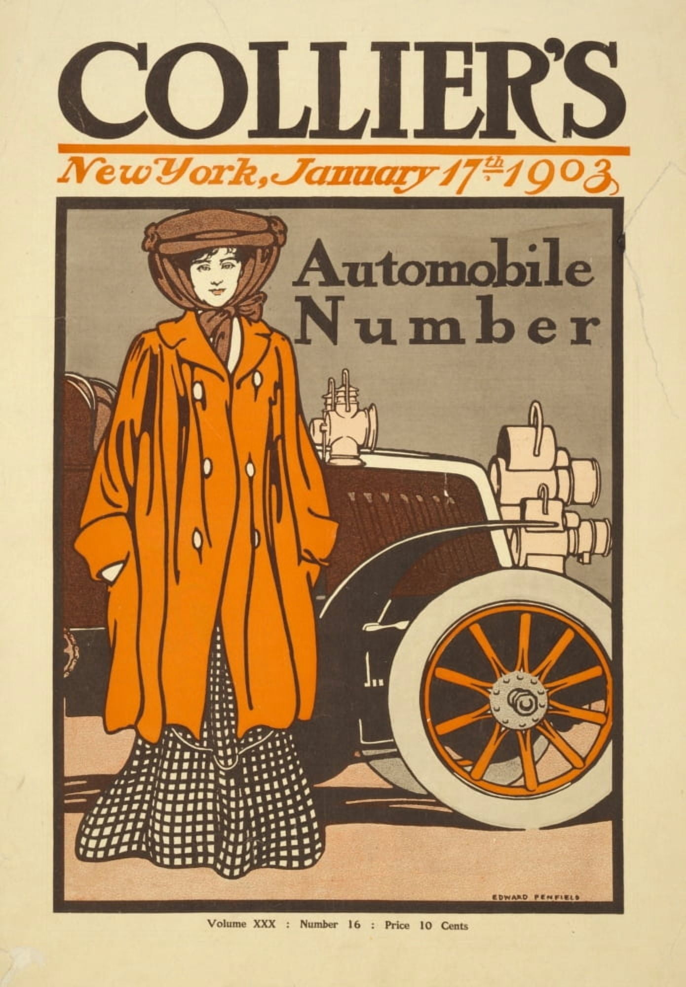Colliers Automobile Number 1903 Canvas Art - Edward Penfield (24 x 36)