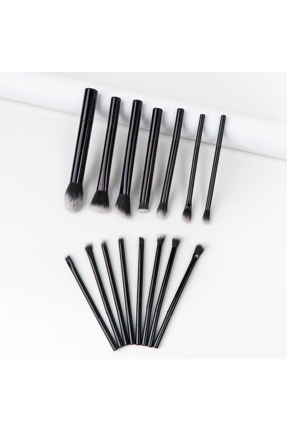 Makeup Brush Set,15 Pcs Makeup Brushes Kit with Soft Bristle, Travel Makeup Brush Set for Foundation, Concealer, Blush, Nose Contour, Contouring and Eyeshadow(Black)