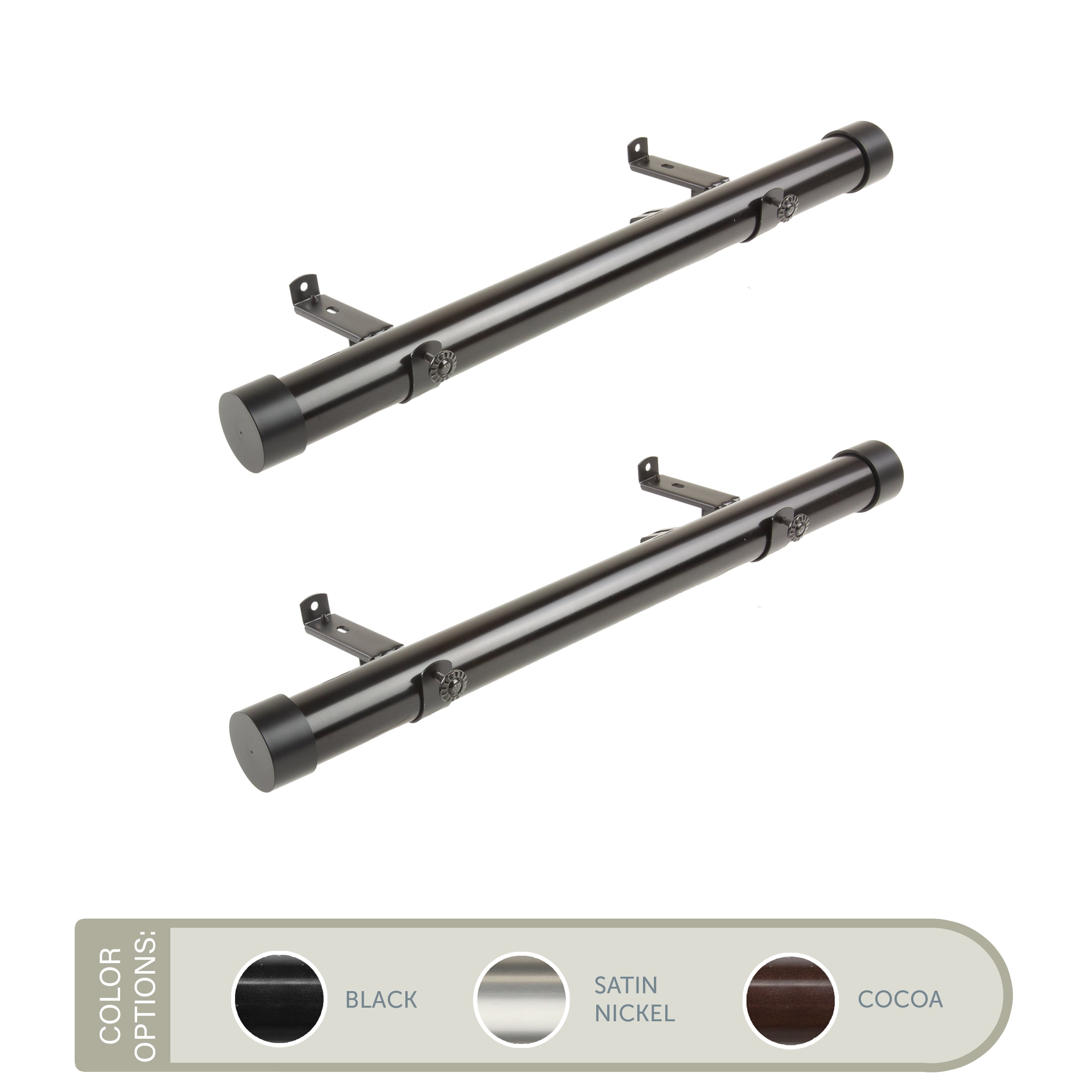 Collin 1.5" Side Curtain Rod 24 inch Long (Set of 2) - Satin Nickel