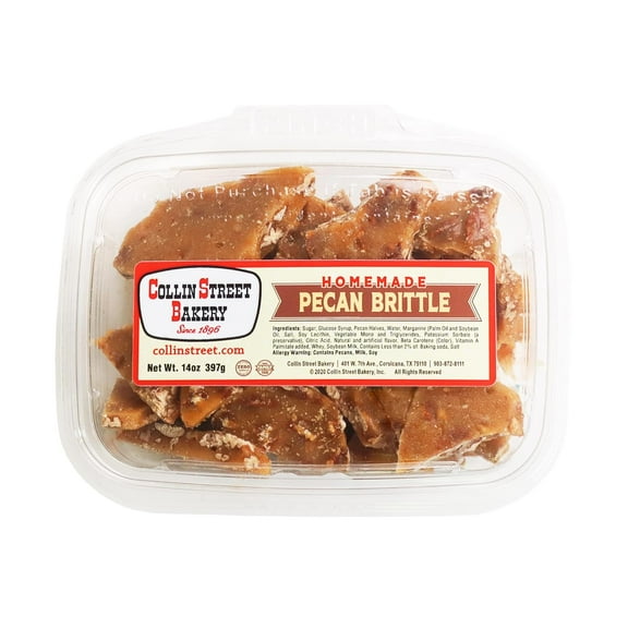Collin Street Bakery Homestyle Texas DeLuxe Pecan Nut Brittle Candy Handcrafted with World-Class Ingredients & Made Fresh in Corsicana, Texas (14oz) - 720