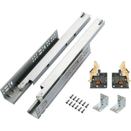 Collinet Industries 15 Inch Undermount Soft Close Drawer Slides, 4 Pairs Full Extension Drawer Rails Glides Runners with Locking Device and Rear Mounting Brackets. 90 Lbs Capacity, 2 Way Adjustable