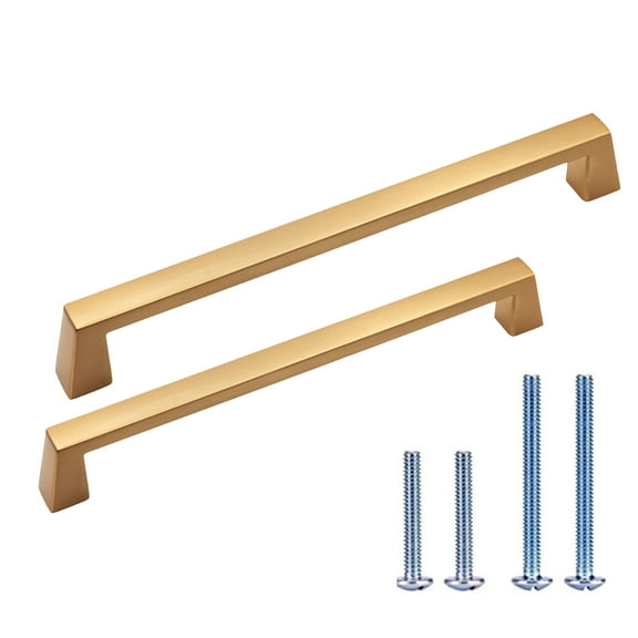 Collinets 10 Pack 4.5 Inch (118mm) Pulls Polished Gold, Colorado Collection, Solid Zinc Alloy Metal, For Kitchen, Cabinet Hardware, Center to Center 3.7 Inch (96mm)