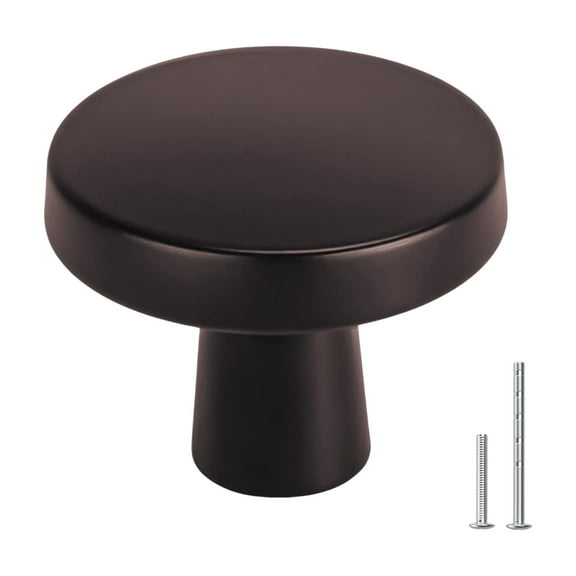 Collinets 2 Pack - 1.25 Inch(32mm) dia Colorado Round Knob - Oil Brushed Bronze, Colorado Collection, Solid Zinc Alloy Metal, For Kitchen, Cabinet Hardware