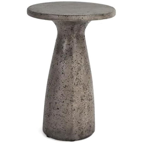 Collins 19" Concrete Stone Outdoor Accent Table in Dark Gray$$Garden & Patio
