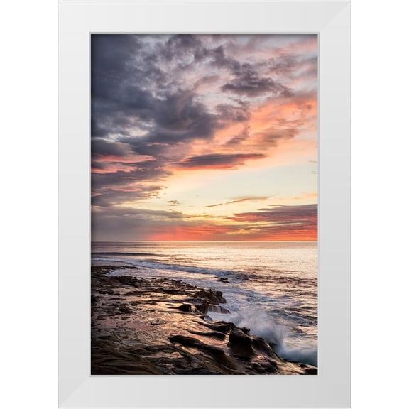Collins, Ann 11x14 White Modern Wood Framed Museum Art Print Titled - USA-California-La Jolla Sunset reflections at Coast Blvd Park