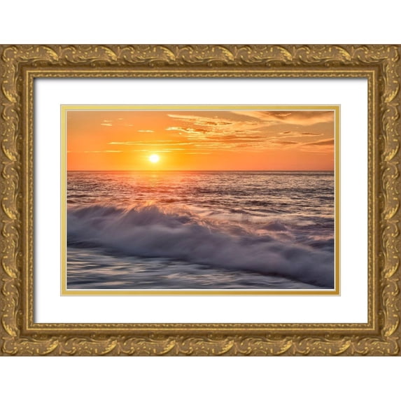 Collins, Ann 14x11 Gold Ornate Wood Framed with Double Matting Museum Art Print Titled - California-La Jolla-Sunset at Boomer Beach