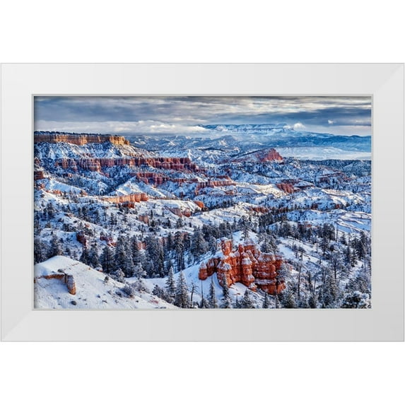 Collins, Ann 18x13 White Modern Wood Framed Museum Art Print Titled - Utah-Bryce Canyon National Park-Buttes and hoodoos on a winter morning