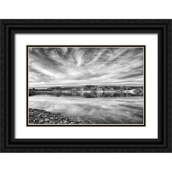 Collins, Ann 24x17 Black Ornate Wood Framed with Double Matting Museum Art Print Titled - Arizona-Page-Late afternoon at Lake Powells Lone Rock Beach