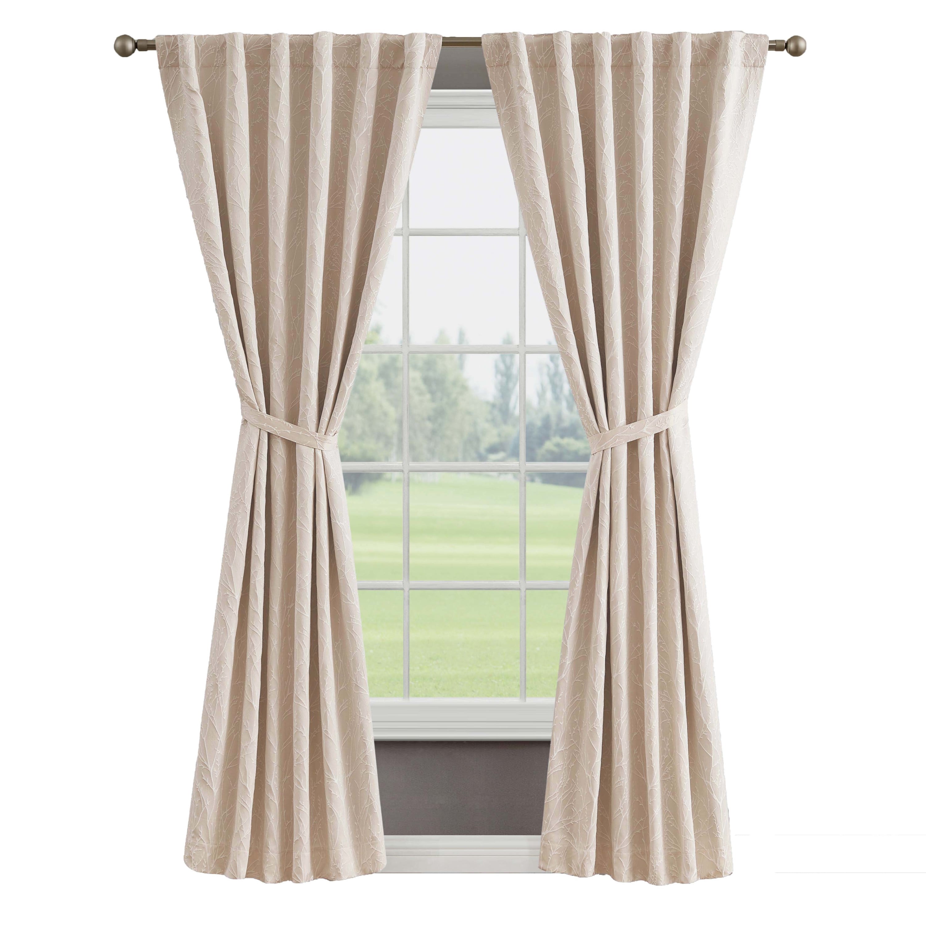 Collins Blackout Window Curtain Panels with Tiebacks, Back Tab, Champagne, 50" x 96"