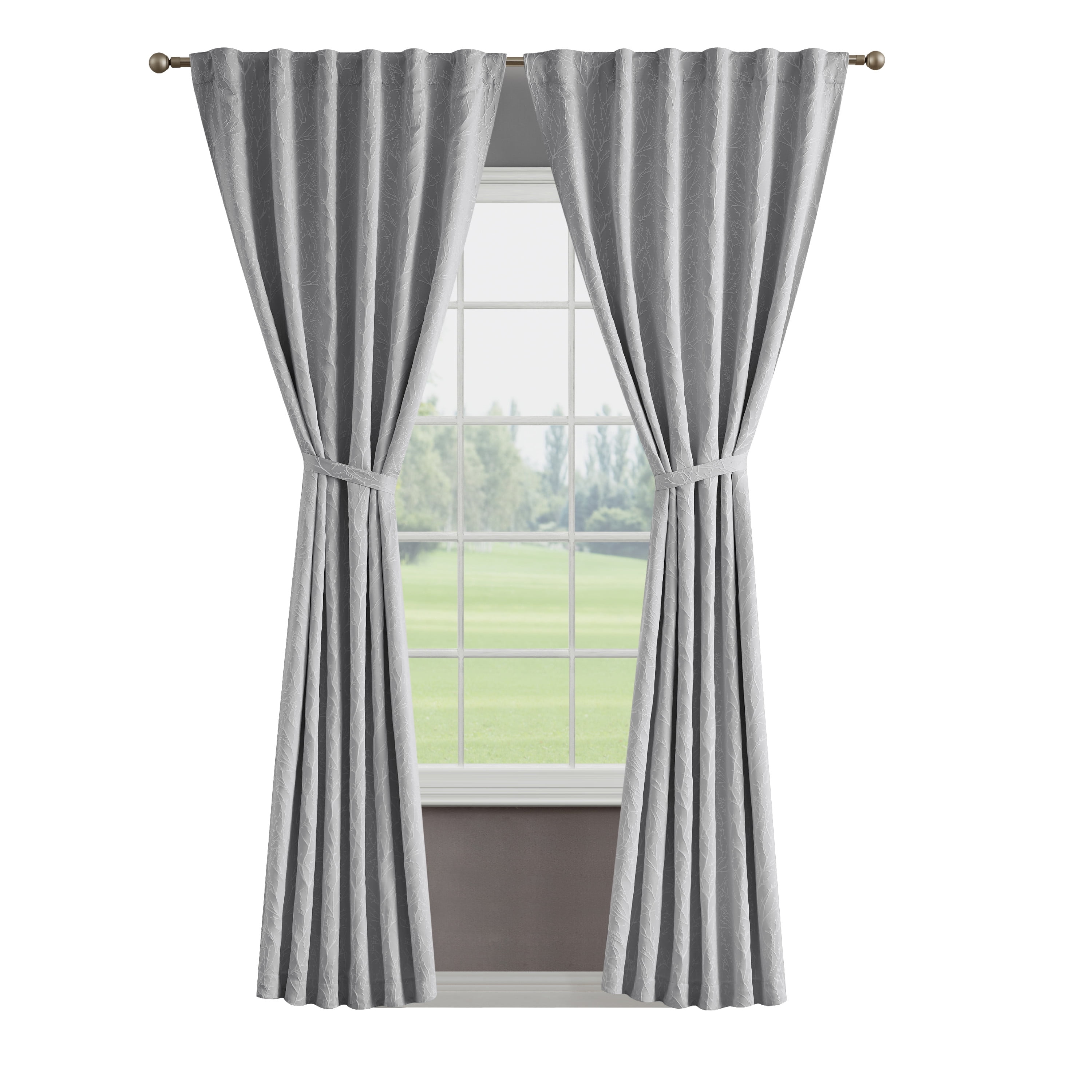 Collins Blackout Window Curtain Panels with Tiebacks, Back Tab, Cool Grey, 50" x 108"