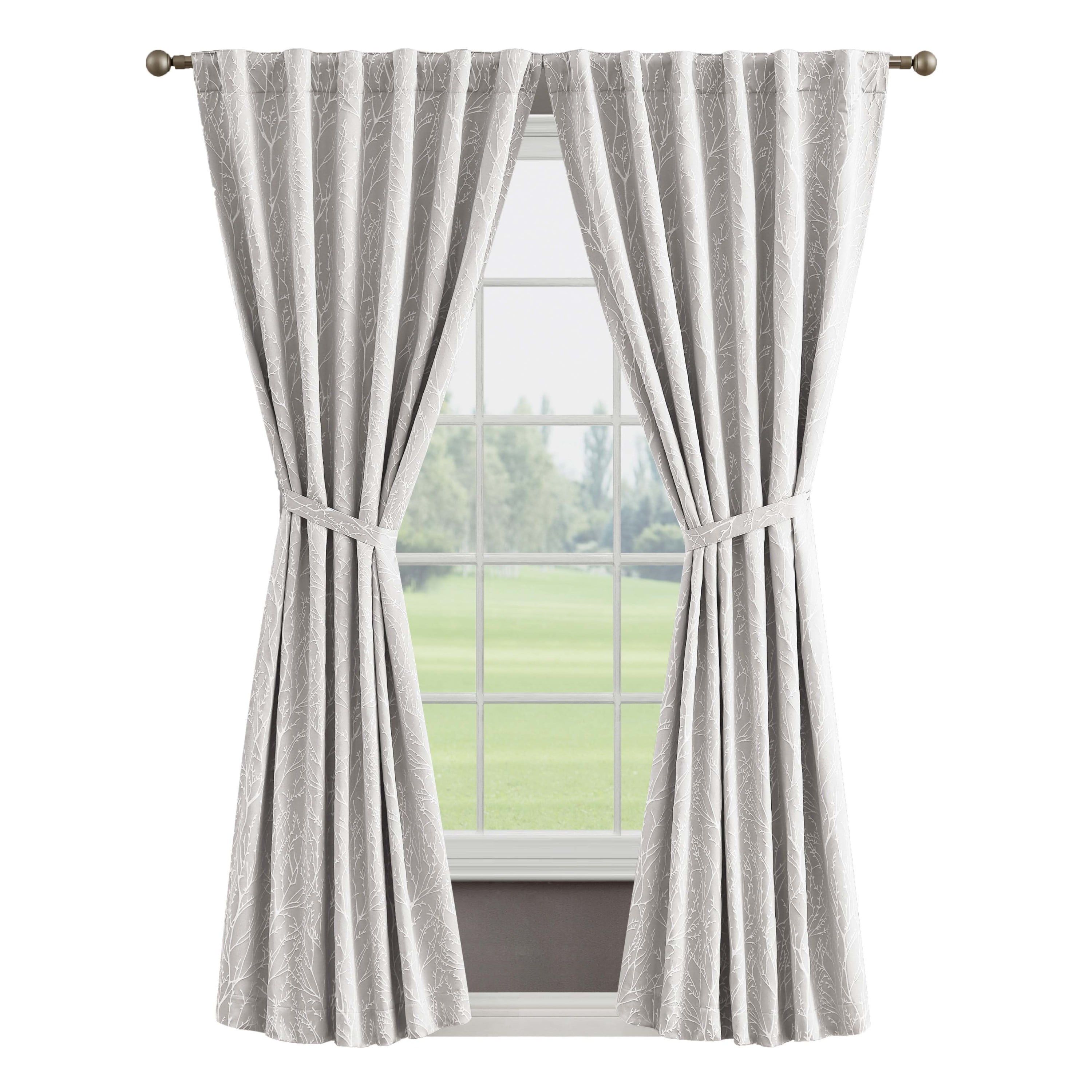 Collins Blackout Window Curtain Panels with Tiebacks, Back Tab, Warm Grey, 50" x 96"