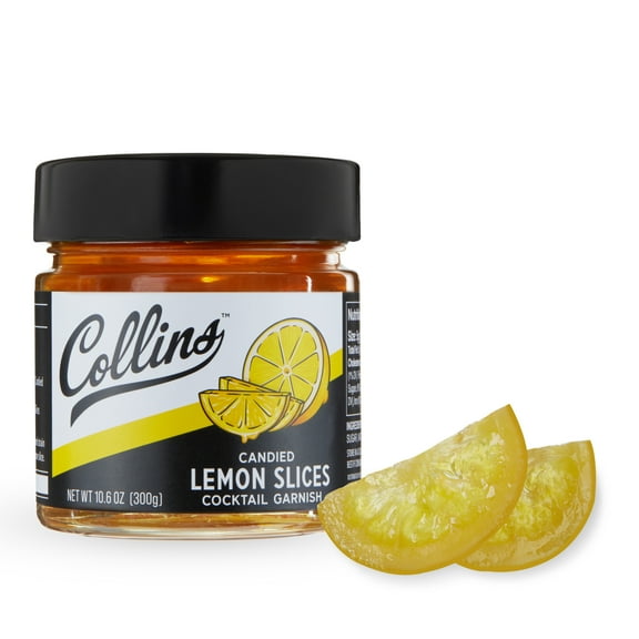 Collins Candied Lemon Slices in Syrup for Cocktails, Desserts, Tea, 10.6 oz