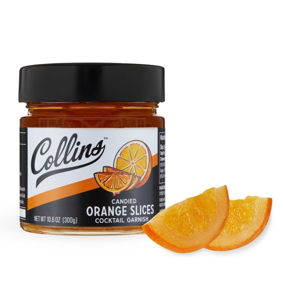 Collins Candied Orange Slices in Syrup for Cocktails, Garnish, Tea, 10.6 oz